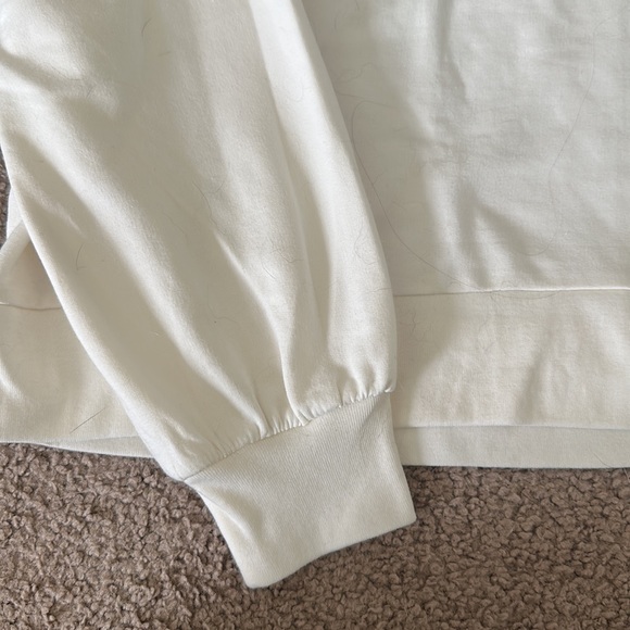 NWT J Crew Bubble Sleeves with Lace Ruffle Cream Crewneck - Picture 4 of 5